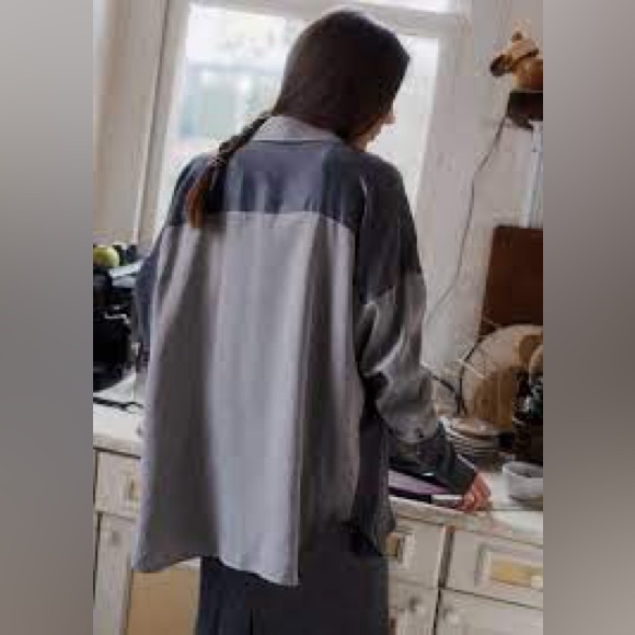 NWOT Free People Silky Samantha Patchwork Button Down - Picture 7 of 11